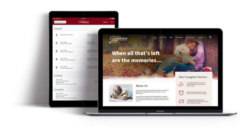 Custom website design for Faithful Companion built by SPARK