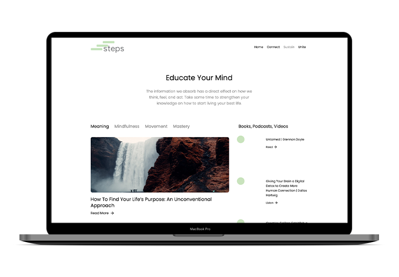Steps Wellness website
